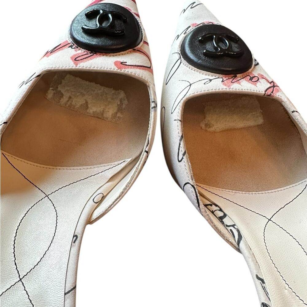 Vintage Y2K Chanel Script-Print CC Logo Women’s Mules Size 38 - Picture 10 of 15